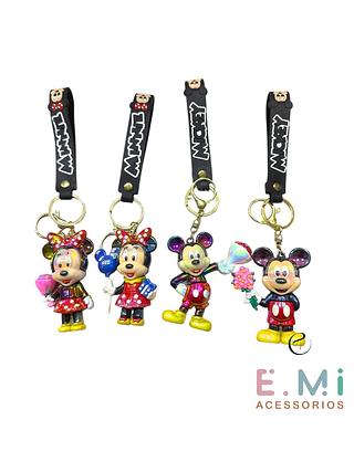 Chaveiro brilhante mickey e minnie (dúzia)