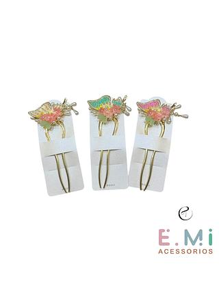 Grampo com Asa de Borboleta com Pérola(dz)