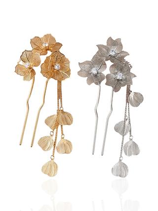 Grampo De Cabelo Duplo Floral Laminado (dúzia)