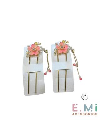 Grampo para Cabelo com Flor e Pérola (dz)