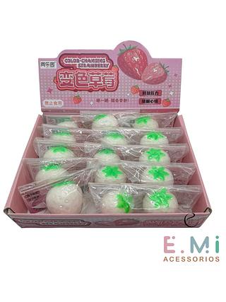 Squishy morango que muda de cor (15 pç)