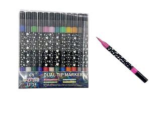 Caneta de Ponta Dupla com Glitter (12pç 24cores)