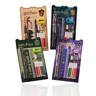 Kit Papelaria Harry Potter- Borracha+Apontador+2 Lápis+Régua+Canetinha