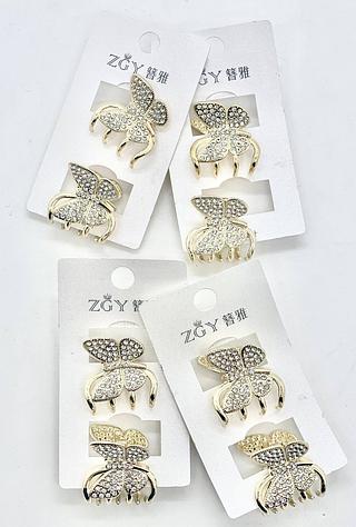 Presilha dourada formato borboleta strass (dúzia)