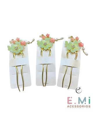 Grampo para Cabelo com Flor e Pérola (dz)