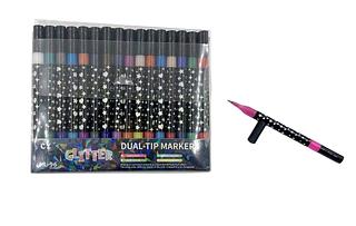 Caneta de Ponta Dupla com Glitter (48pç 96 cores)